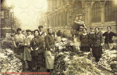 Marchands de légumes devant St Eustache